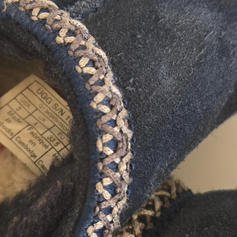UGG Tasman Kids Navy Blue Suede Sheepskin Lined Slippers Shoes 1019066K